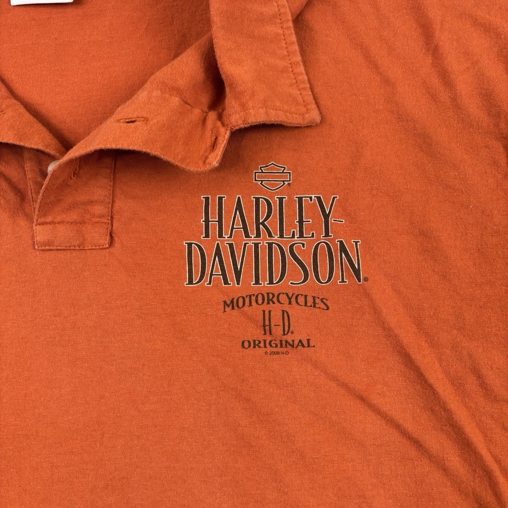 Harley Davidson Black Hills Orange Short Sleeve Graphic Collared Polo Shirt 3XL - Picture 3 of 7